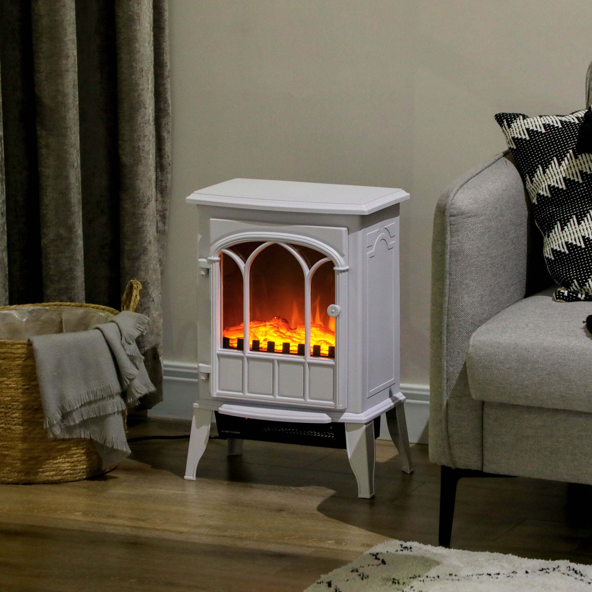 Freestanding Electric Fireplace with Flame Effect Living Room