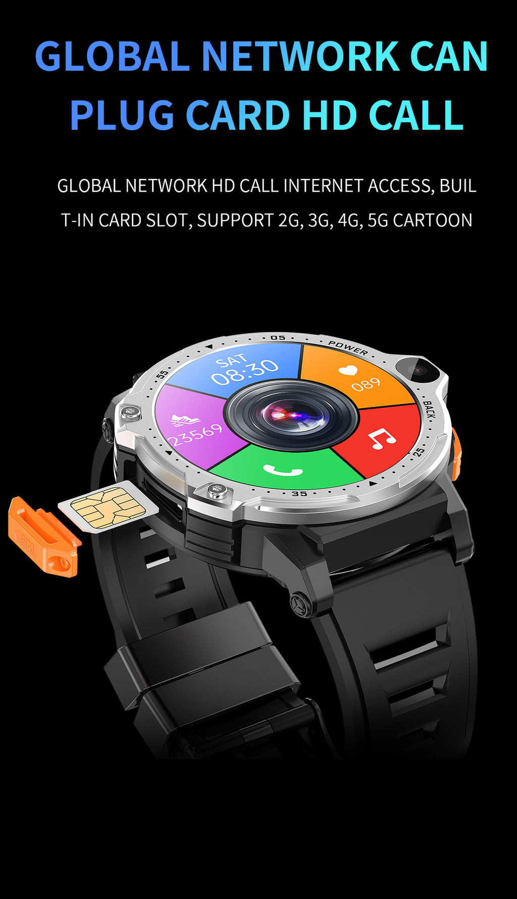AP6 Smart Watch Dual Camera 4G Plug-In Card